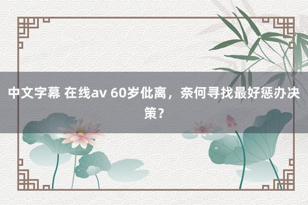 中文字幕 在线av 60岁仳离，奈何寻找最好惩办决策？