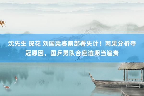 沈先生 探花 刘国梁赛前部署失计！雨果分析夺冠原因，国乒男队合座逾期当追责