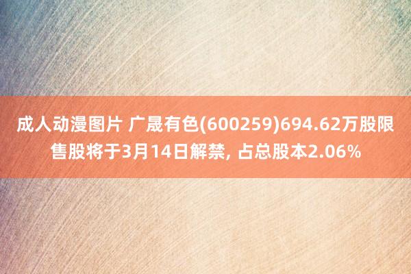 成人动漫图片 广晟有色(600259)694.62万股限售股将于3月14日解禁, 占总股本2.06%