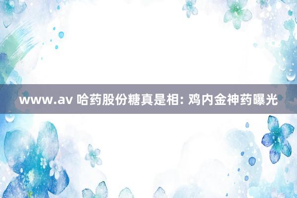 www.av 哈药股份糖真是相: 鸡内金神药曝光