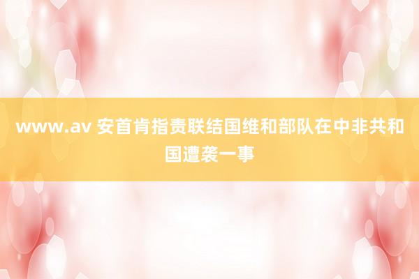 www.av 安首肯指责联结国维和部队在中非共和国遭袭一事