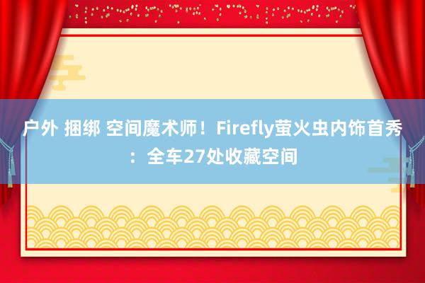 户外 捆绑 空间魔术师！Firefly萤火虫内饰首秀：全车27处收藏空间